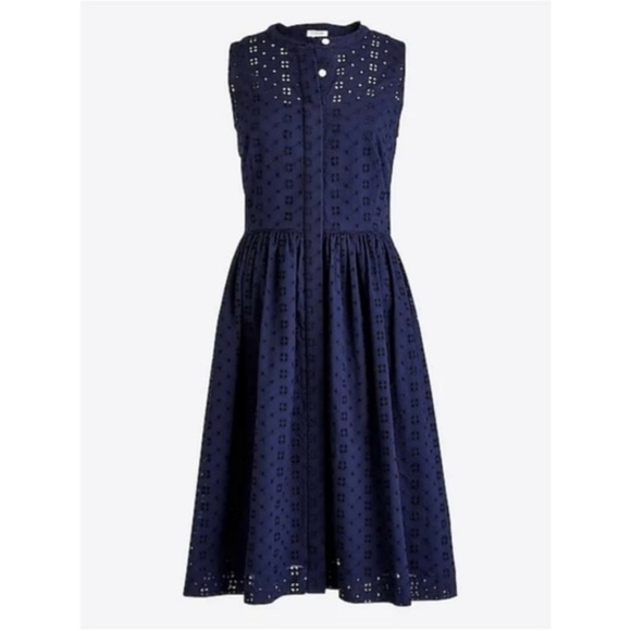 J. Crew Eyelet Shirtdress Sleeveless Navy blue, XS - Picture 4 of 10